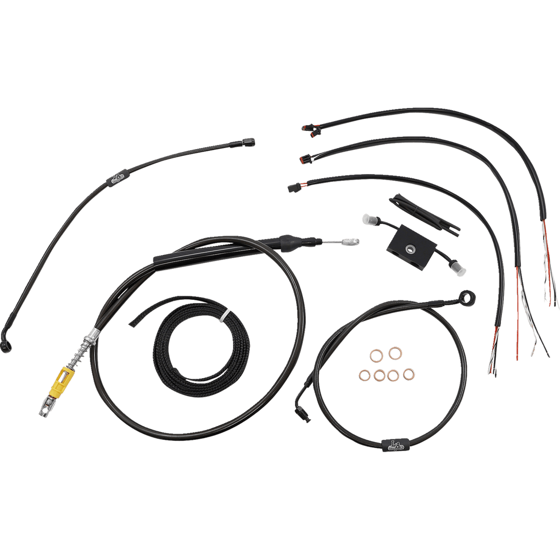 LA CHOPPERS Handlebar Cable/Brake Line Kit Quick Connect Complete 15" 17" Handlebars Midnight LA8157KT216M