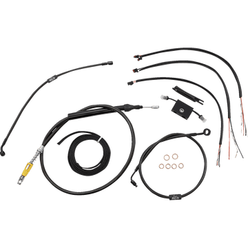 LA CHOPPERS Handlebar Cable/Brake Line Kit Quick Connect Complete 15" 17" Handlebars Midnight LA8157KT216M