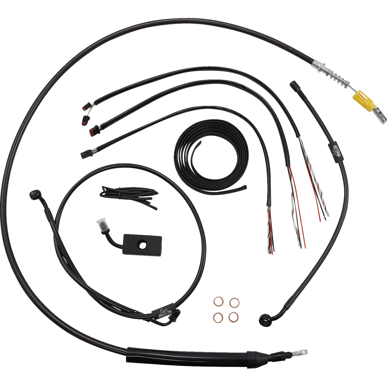 LA CHOPPERS Handlebar Cable/Brake Line Kit Quick Connect Complete 18" 20" Handlebars Midnight LA8155KT219M