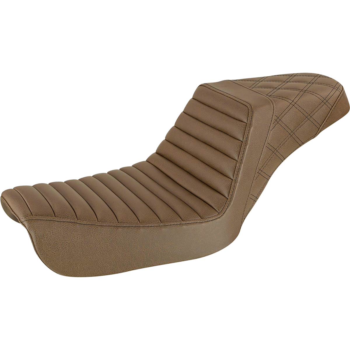 SADDLEMEN Step-Up Seat Front Tuck-n-Roll/Rear Lattice Stitch Brown FXD 80404176BR