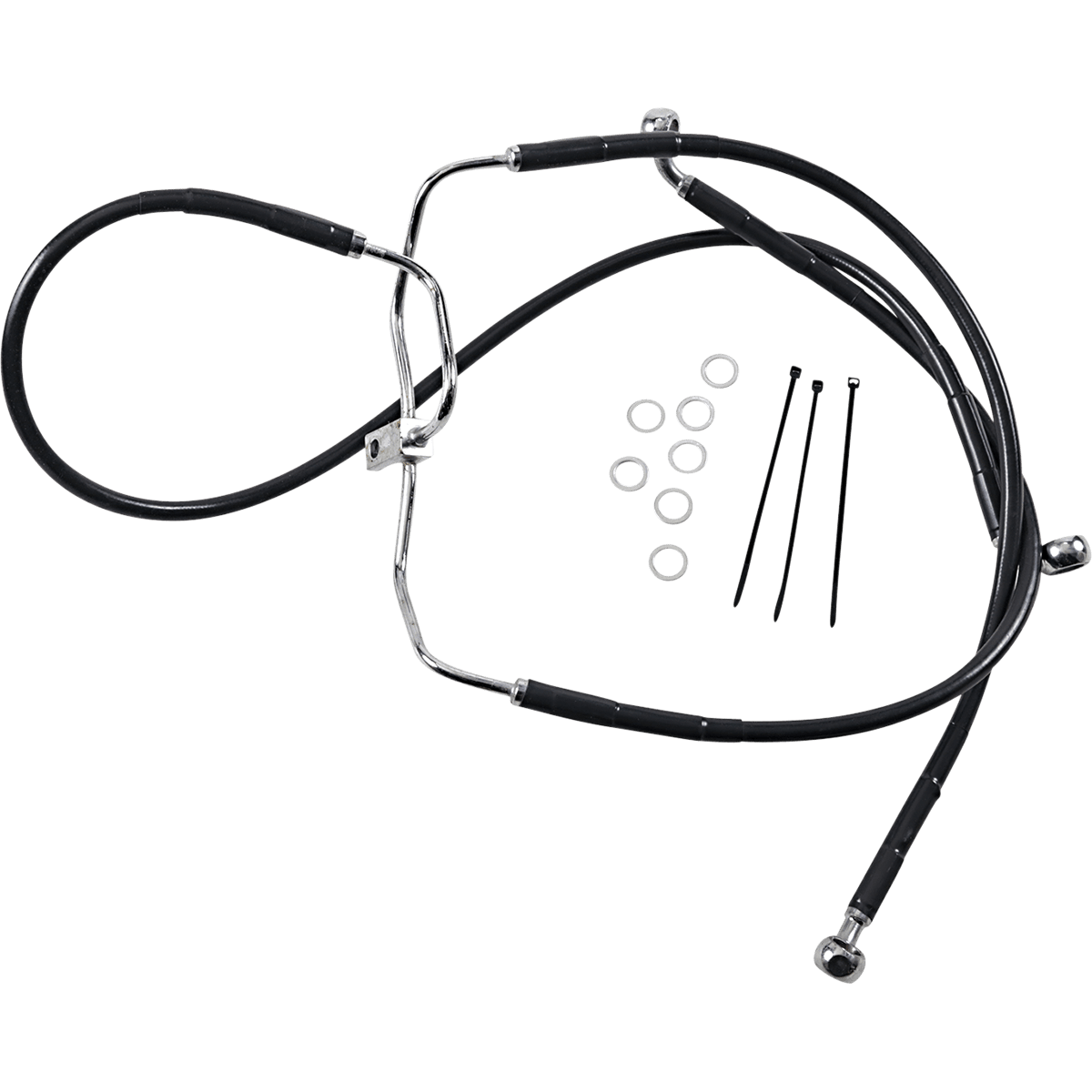 DRAG SPECIALTIES Brake Line Front Black +8" FXDF '08-'17