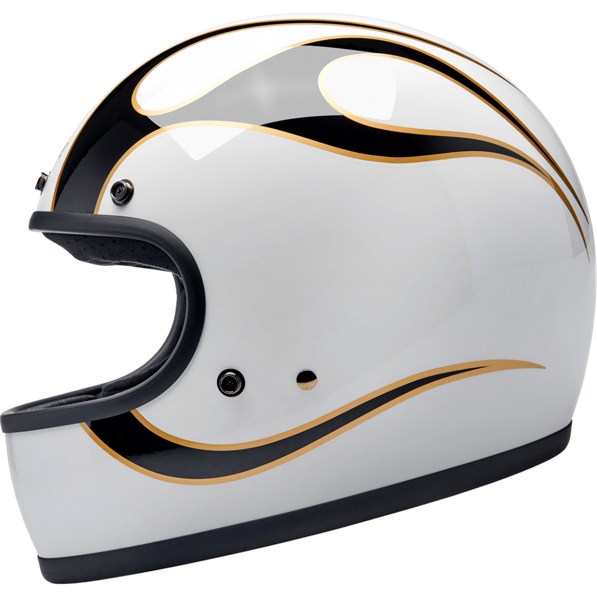 BILTWELL Gringo Helmet Flames White/Black 2XL 1002561506