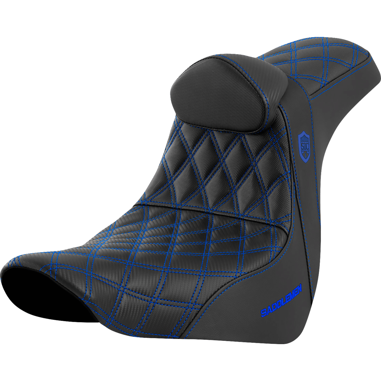 SADDLEMEN Pro Series SDC Performance Seat with Backrest Blue Stitch FL/FX '18-'23 SC81829BLURT