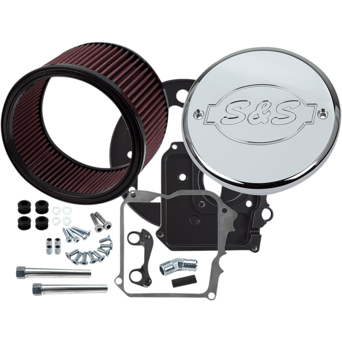 S&S CYCLE Air Cleaner Kit with Cover S&S Logo Chrome 1700295E