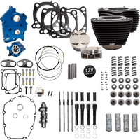 S&S CYCLE 129" Power Package Engine Performance Kit Chain Drive Oil Cooled Non-Highlighted Fins M8