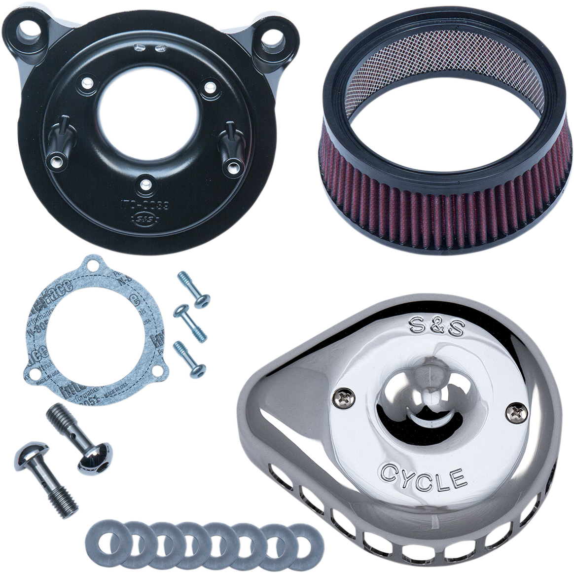 S&S CYCLE Mini Teardrop Stealth Air Cleaner Kit Chrome 1700437