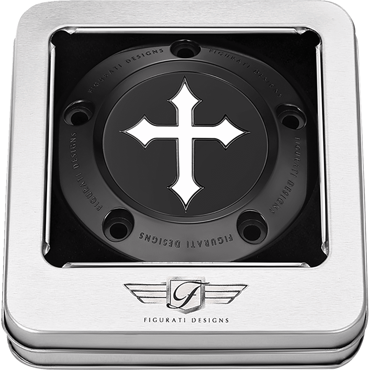 FIGURATI DESIGNS Timing Cover 5 Hole Cross Black FD41TC5HBLK