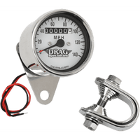 DRAG SPECIALTIES 2.4" MPH Mini LED Mechanical Speedometer/Indicators Chrome Housing White Face 2240:60