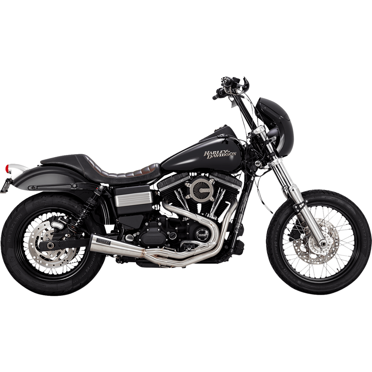 VANCE & HINES 2-into-1 Upsweep Exhaust System Brushed Stainless Steel 27325