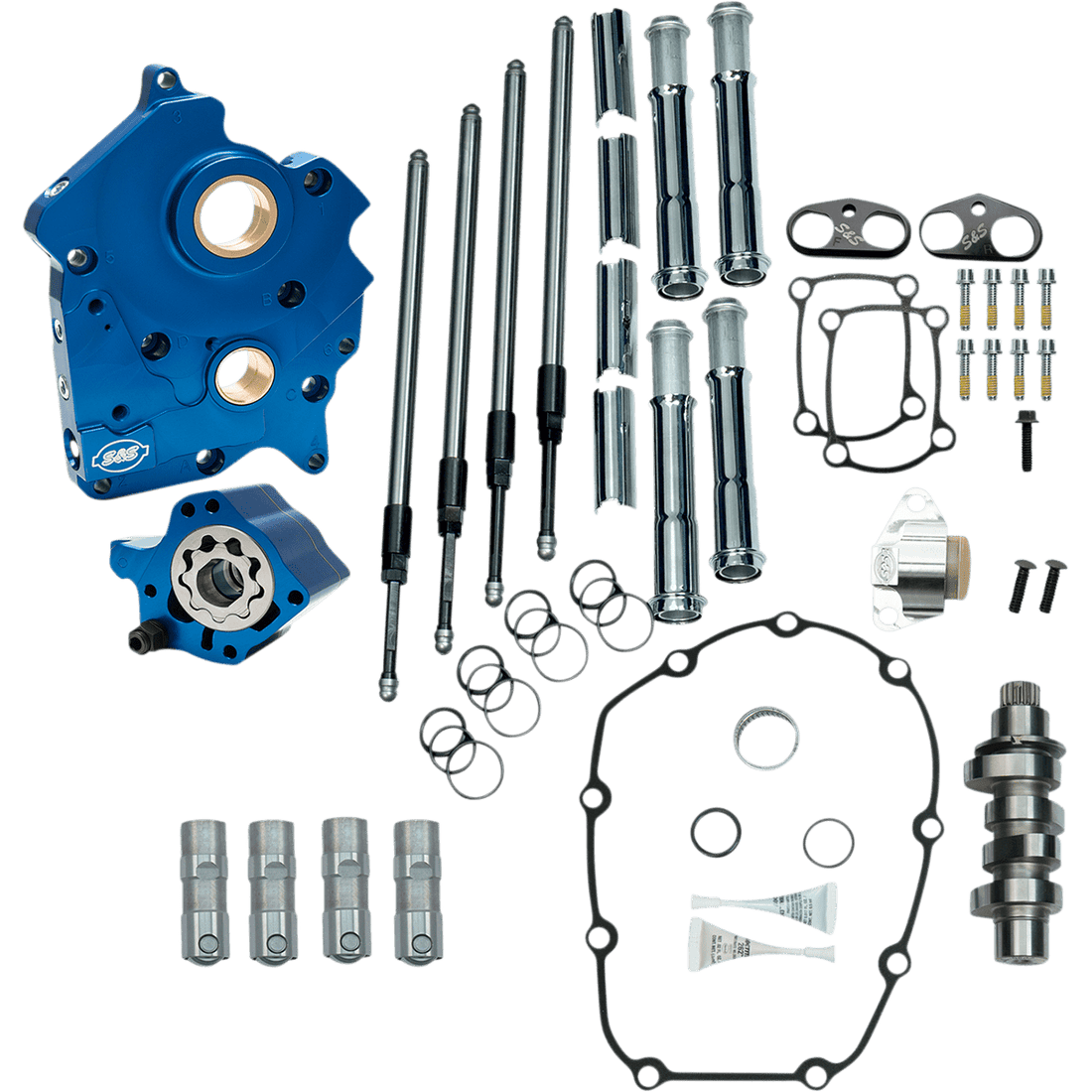 S&S CYCLE Cam Chest Kit with Plate Chain Drive Water Cooled 475 Cam Chrome Pushrods M8 3101000B