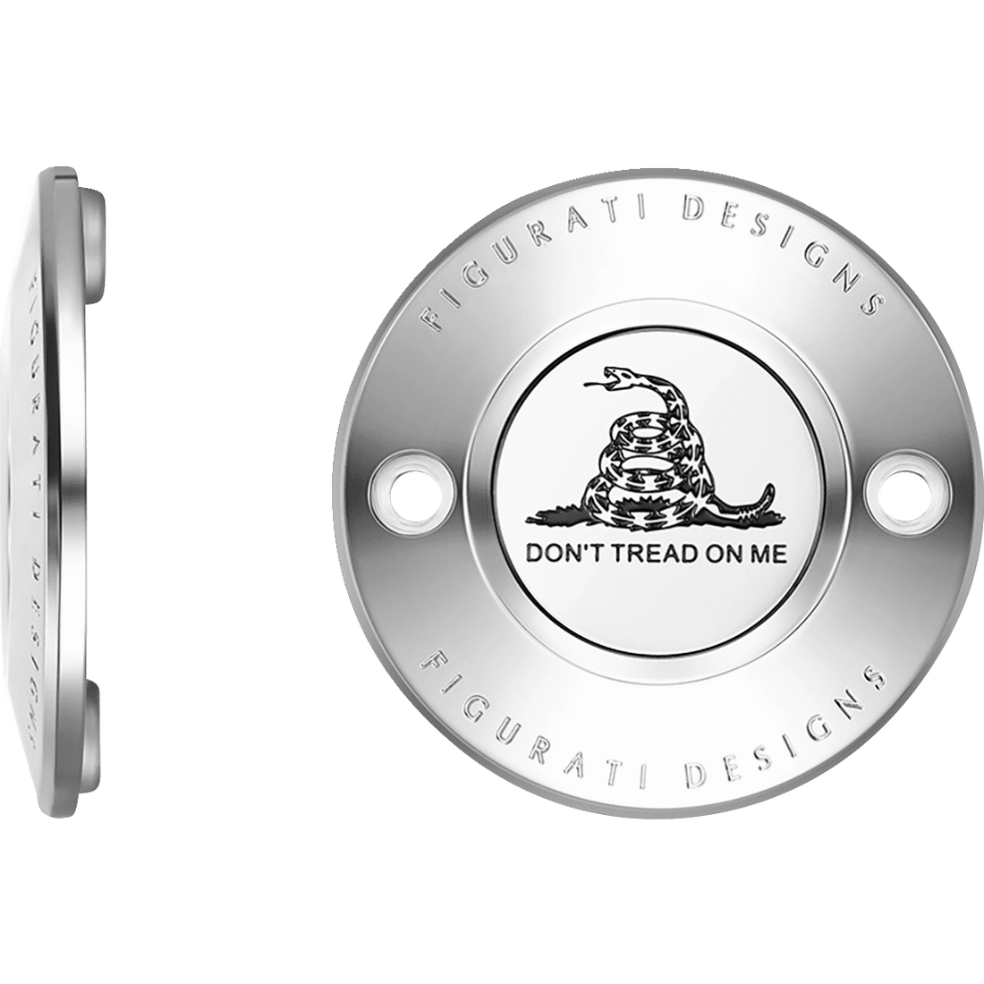 FIGURATI DESIGNS Timing Cover 2 Hole Don't Tread on Me Stainless Steel FD40TC2HSS