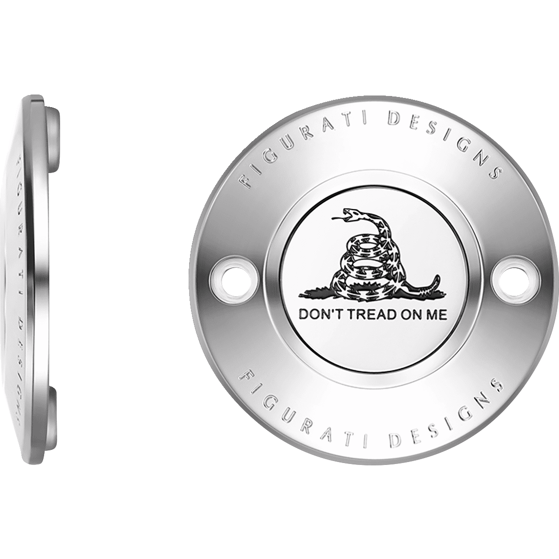 FIGURATI DESIGNS Timing Cover 2 Hole Don't Tread on Me Stainless Steel FD40TC2HSS