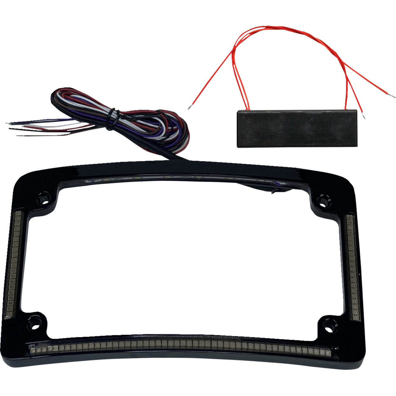 CUSTOM DYNAMICS License Plate Frame Red/White LED Gloss Black TF08B