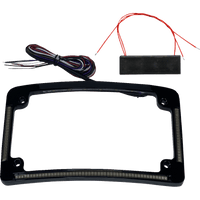 CUSTOM DYNAMICS License Plate Frame Red/White LED Gloss Black TF08B