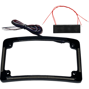 CUSTOM DYNAMICS License Plate Frame Red/White LED Gloss Black TF08B