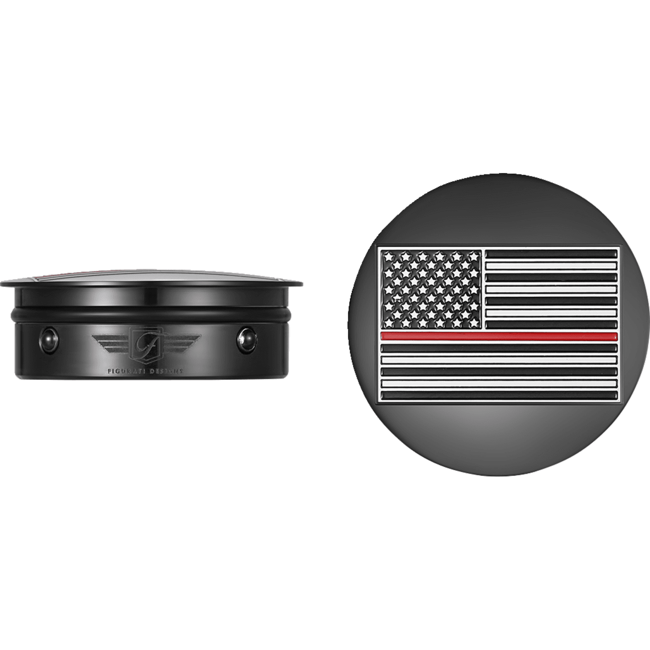 FIGURATI DESIGNS Swing Arm Covers Red Line American Flag Custom Black Reversed FD75AFRLBLK