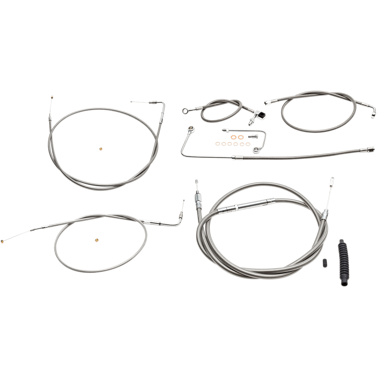 LA CHOPPERS Handlebar Cable/Brake Line Kit 12" 14" Ape Hanger Handlebars Stainless Steel LA8151KT13