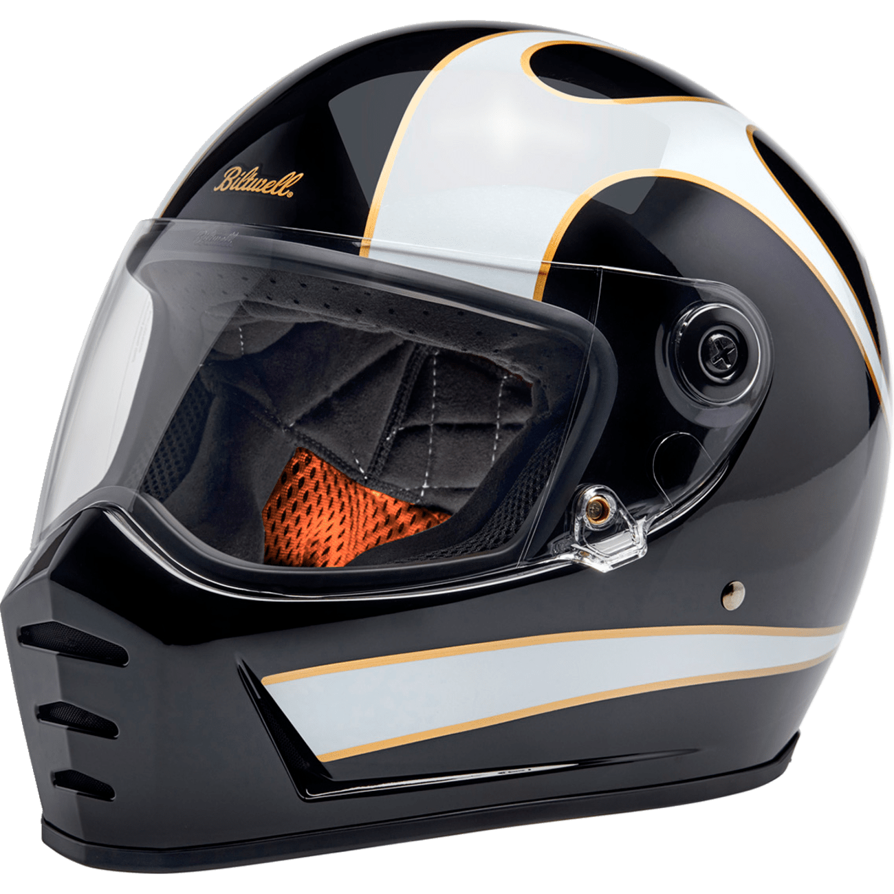 BILTWELL Lane Splitter Helmet Gloss Black/White Flames 2XL 1004570506