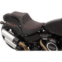 DRAG SPECIALTIES Predator III Seat Double Diamond Red Stitched FXFB/S '18-'22