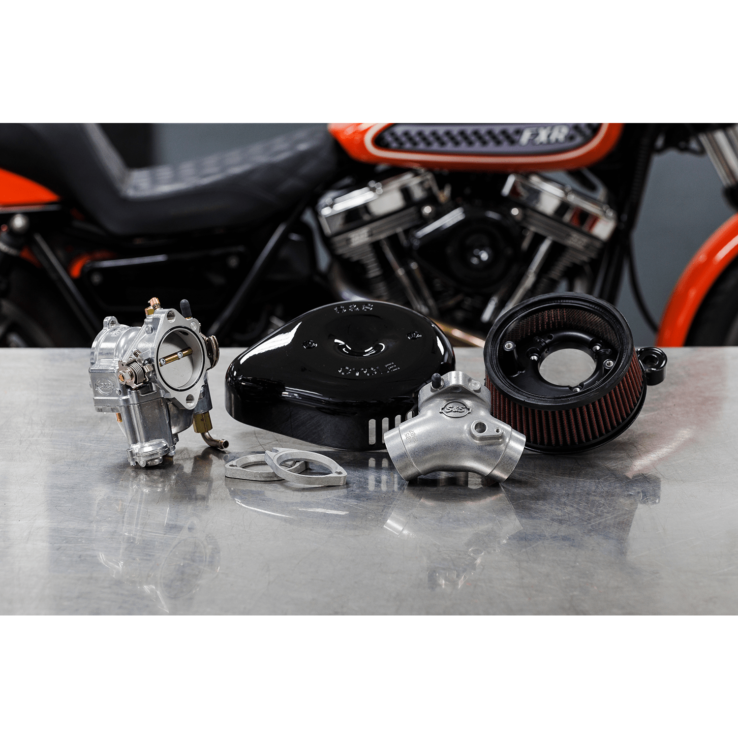 S&S CYCLE Super G Carburetor with Stealth Air Cleaner Kit Gloss Black Evolution Big Twin 1100148