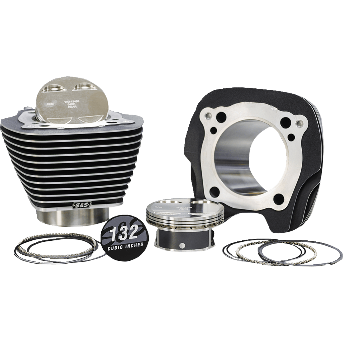 S&S CYCLE 132" Big-Bore Cylinder Kit Black Granite/Highlighted Fins M8