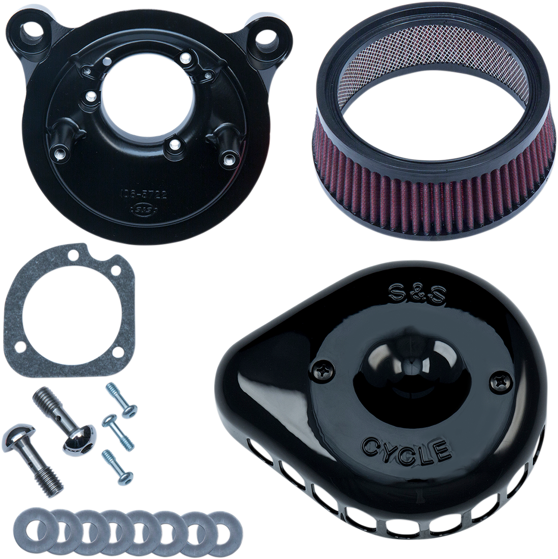 S&S CYCLE Mini Teardrop Stealth Air Cleaner Kit Gloss Black 1700442