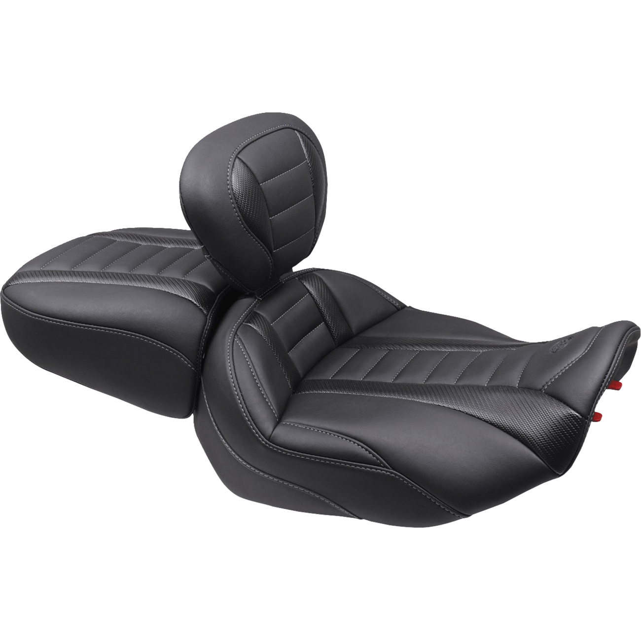 MUSTANG Deluxe Touring Passenger Seat Gun Metal Stitch Carbon Fiber Inlay FLH/FLT '23-'24 88402GM