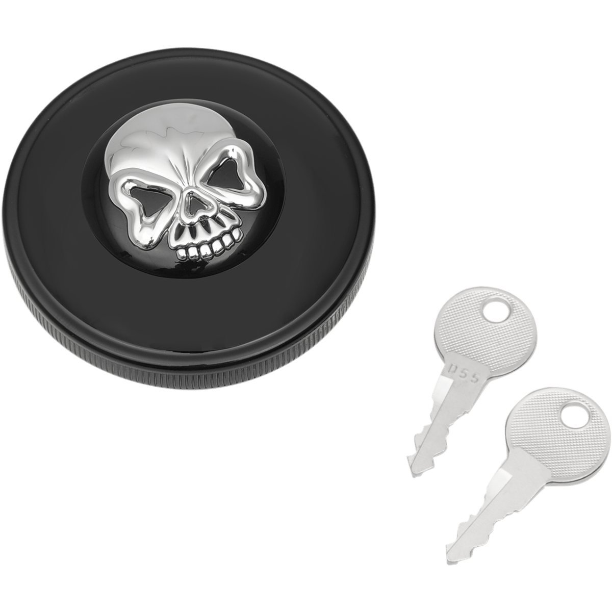 DRAG SPECIALTIES Locking Gas Cap Skull Non-Vented Gloss Black