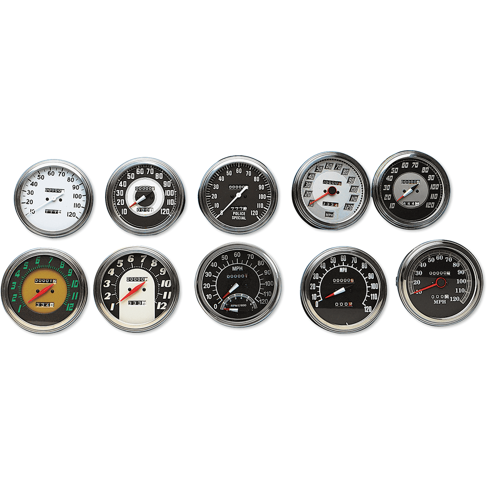 DRAG SPECIALTIES 5" MPH FL-Style 1:1 Speedometer '36-'40 White Face