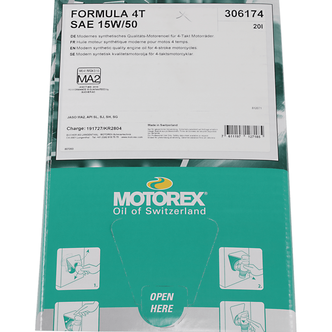 MOTOREX Formula Synthetic Blend 4T Engine Oil 15W-50 20L Dispenser Box 306174