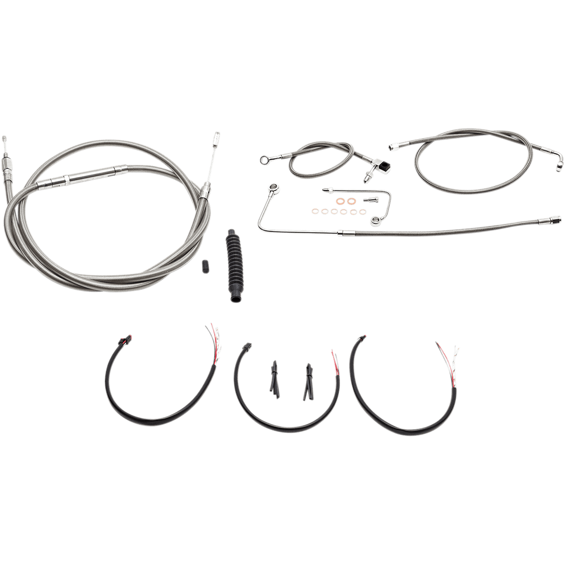 LA CHOPPERS Handlebar Cable/Brake Line Kit Complete Mini Handlebars Stainless LA8151KT2B08