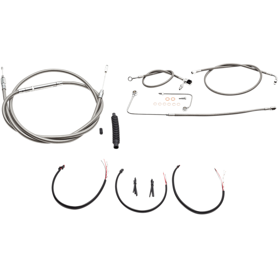 LA CHOPPERS Handlebar Cable/Brake Line Kit Complete Mini Handlebars Stainless LA8151KT2B08