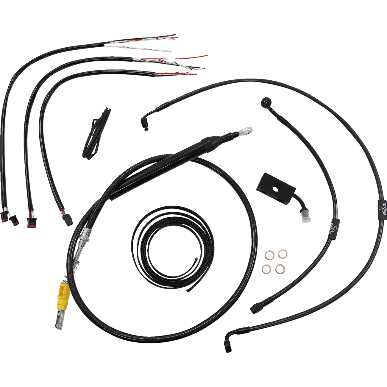 LA CHOPPERS Handlebar Cable/Brake Line Kit Quick Connect Complete 15" 17" Handlebars Midnight LA8155KT216M