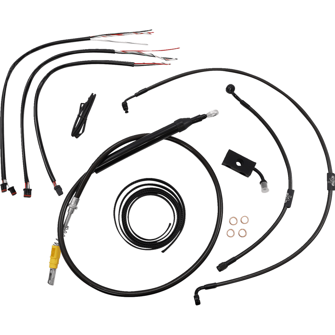 LA CHOPPERS Handlebar Cable/Brake Line Kit Quick Connect Complete 15" 17" Handlebars Midnight LA8155KT216M