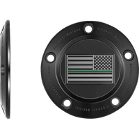 FIGURATI DESIGNS Timing Cover 5 Hole Green Line American Flag Black FD72TC5HBLK