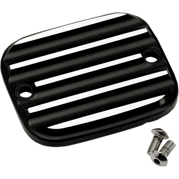 JOKER MACHINE Master Cylinder Cover Brake Front Finned Black/Silver