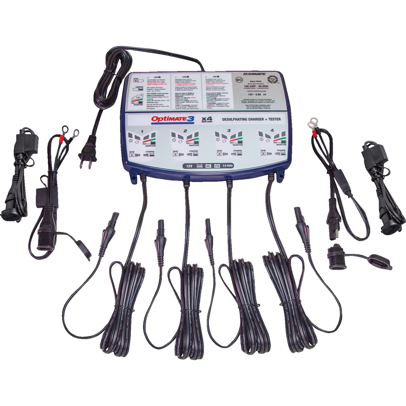 TECMATE Battery Charger/Maintainer 4-Bank TM455