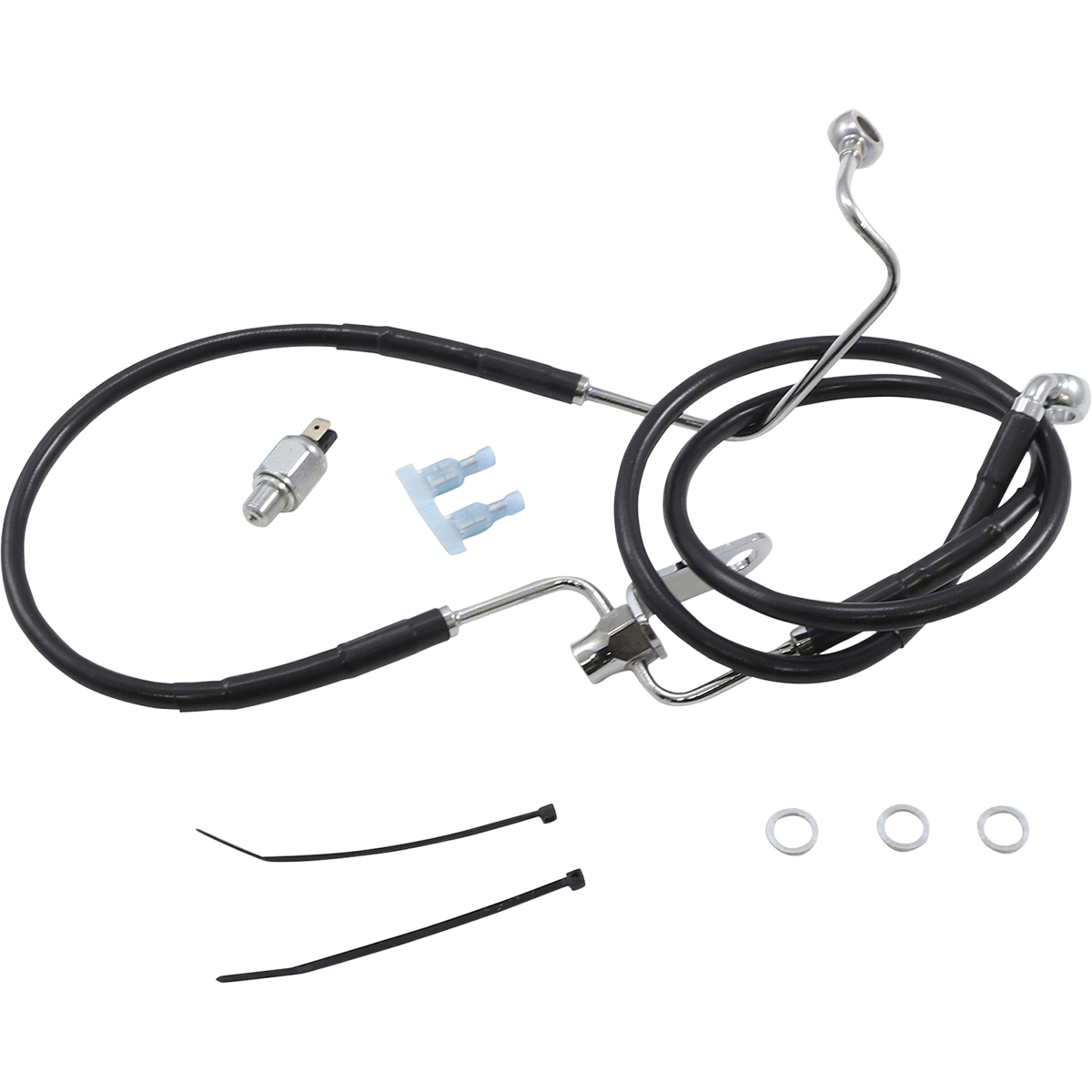 DRAG SPECIALTIES Brake Line Rear Black +3" Non ABS