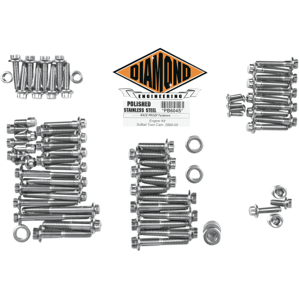 DIAMOND ENGINEERING Fastener Kit Engine/Rocker Box 12-Point Flange Softail PB604S