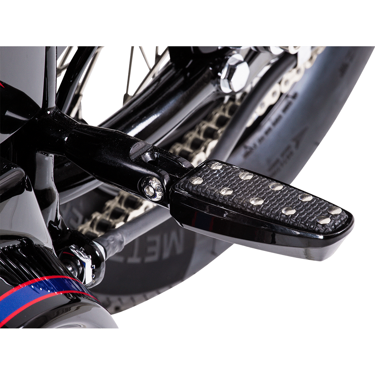 CYCLESMITHS Banana Board Footpegs Male Mount Black with Rivets