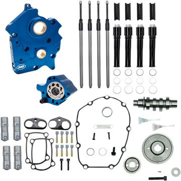 S&S CYCLE Cam Chest Kit with Plate Gear Drive Water Cooled 475 Cam Black Pushrods- M8 3101010A