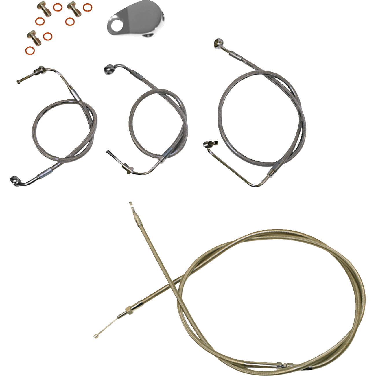 LA CHOPPERS Handlebar Cable/Brake Line Kit Quick Connect 12" 14" Ape Hanger Handlebars Stainless Steel LA8155KT13