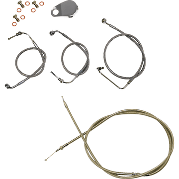 LA CHOPPERS Handlebar Cable/Brake Line Kit Quick Connect 12" 14" Ape Hanger Handlebars Stainless Steel LA8155KT13