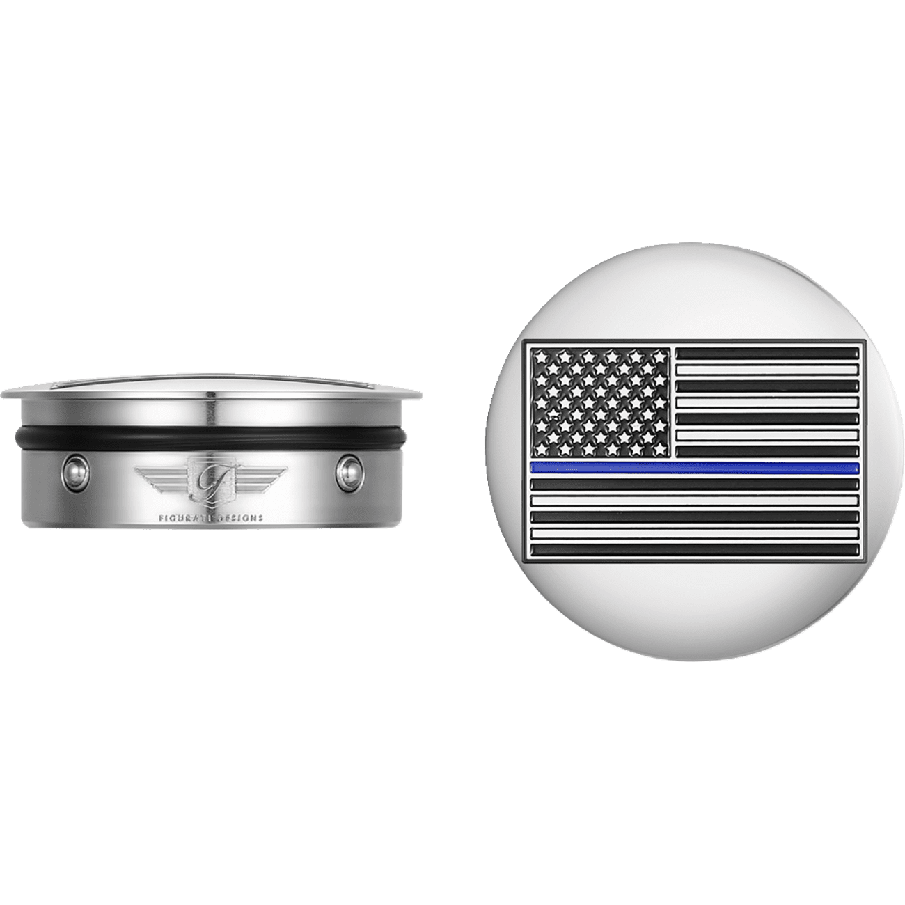 FIGURATI DESIGNS Swing Arm Covers Blue Line American Flag Custom Reversed FD70ABFLSS