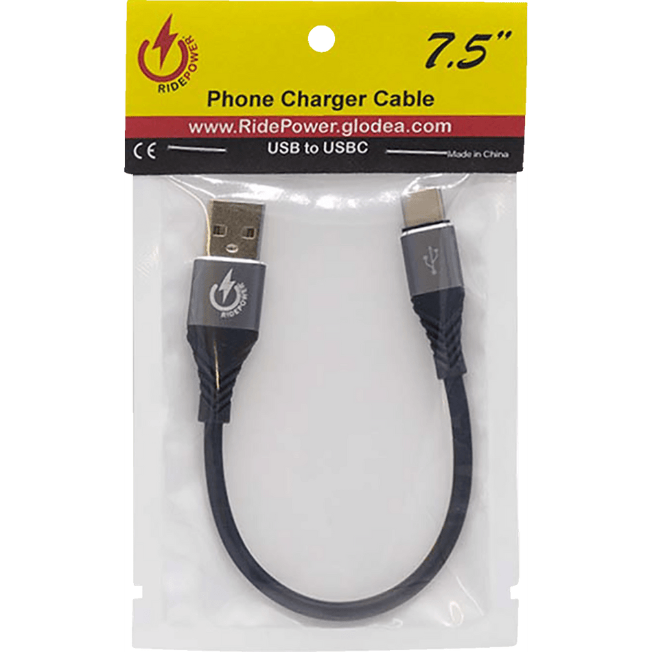 RidePower USB to USB-C Cable Charger Single-End 7-1/2"