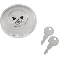 DRAG SPECIALTIES Locking Gas Cap Skull Non-Vented Chrome