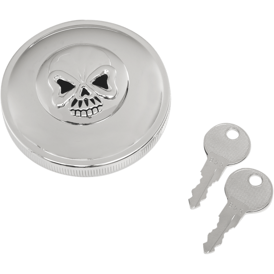 DRAG SPECIALTIES Locking Gas Cap Skull Non-Vented Chrome