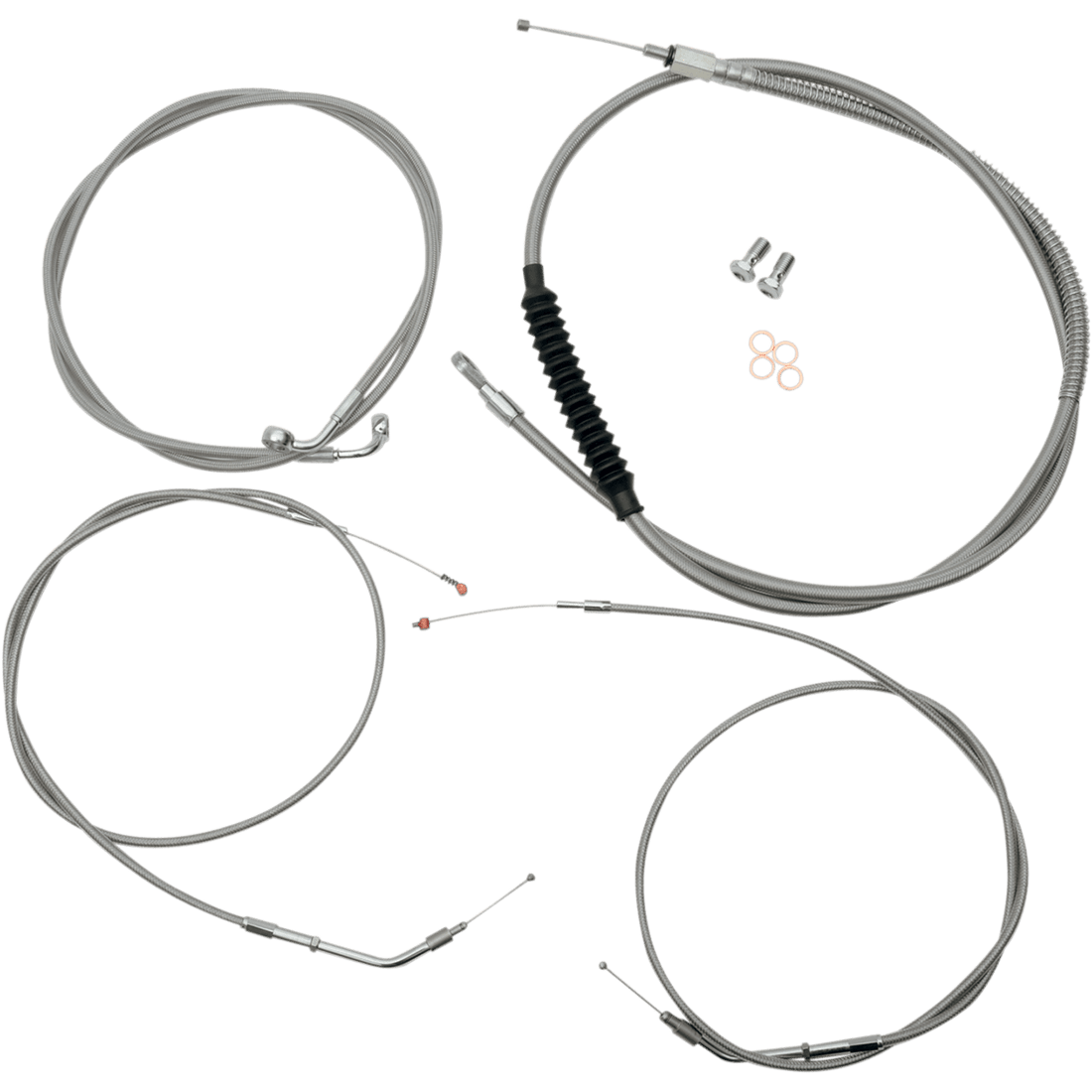 LA CHOPPERS Handlebar Cable/Brake Line Kit 15" 17" Ape Hanger Handlebars Stainless Steel LA8320KT16