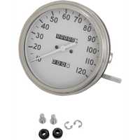 DRAG SPECIALTIES 5" MPH FL-Style 1:1 Speedometer '36-'40 White Face