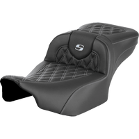 SADDLEMEN Roadsofa™ Extended Reach Seat without Backrest Lattice Silver Stitch FLTR/FLHX '23-'24